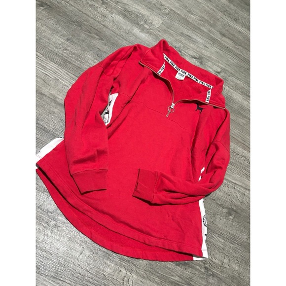 PINK Victoria's Secret Tops - PINK Victoria's Secret XS Colorblock Fleece 1/4 Zip Sweatshirt Pockets